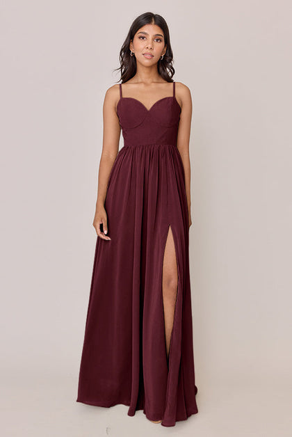 Serenity Chiffon Dress | Made To Order | Cabernet