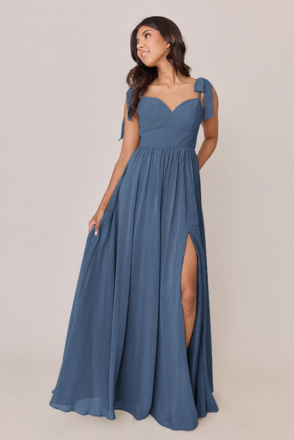 Serenity Chiffon Dress | Made To Order | Dusty Blue