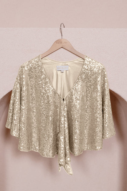 Sequin Convertible Shawl | Made To Order | Champagne Gold