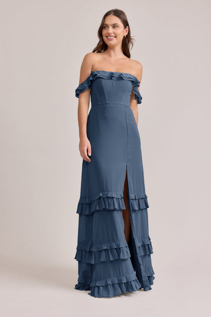 Shea Chiffon Dress | Made To Order | Dusty Blue