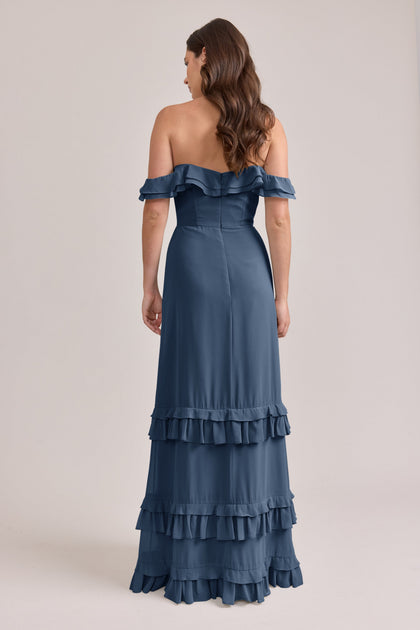Shea Chiffon Dress | Made To Order | Dusty Blue
