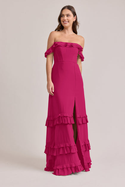 Shea Chiffon Dress | Made To Order | Hot Pink