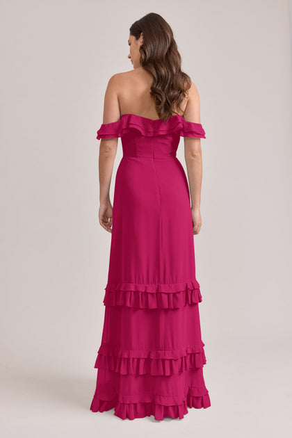 Shea Chiffon Dress | Made To Order | Hot Pink