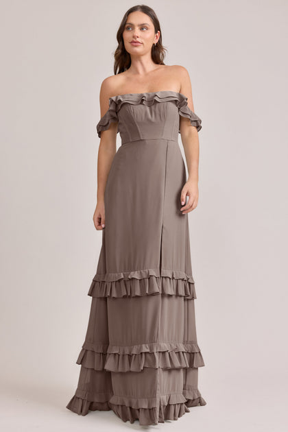 Shea Chiffon Dress | Made To Order | Latte