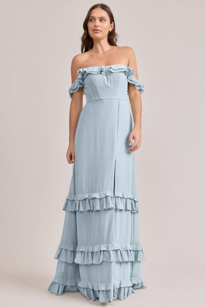 Shea Chiffon Dress | Made To Order | Light Blue
