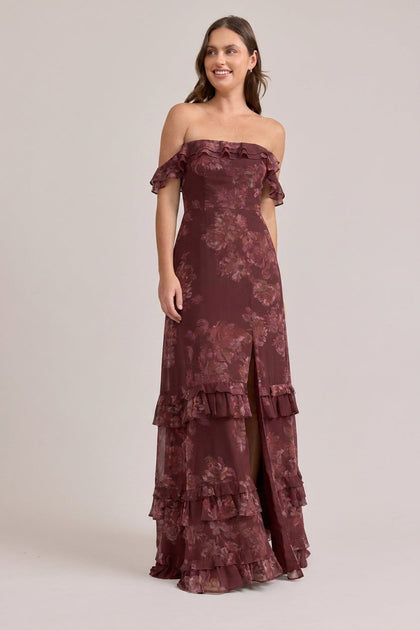 Shea Chiffon Floral Print Dress | Made To Order | Mahogany Blooms
