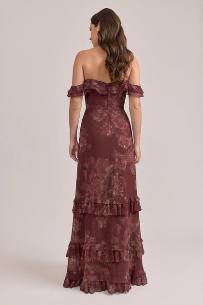 Shea Chiffon Floral Print Dress | Made To Order | Mahogany Blooms