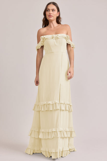Shea Chiffon Dress | Made To Order | Pale Yellow