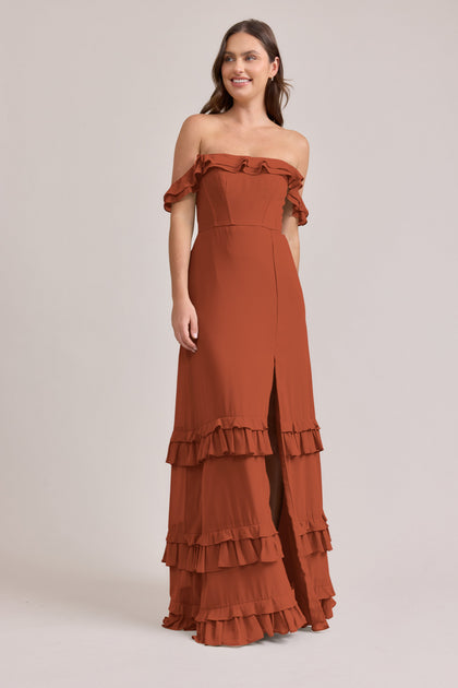 Shea Chiffon Dress | Made To Order | Rust