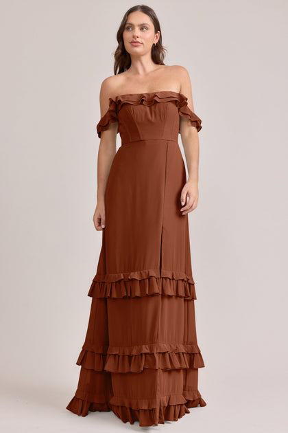 Shea Chiffon Dress | Made To Order | Rust