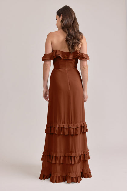 Shea Chiffon Dress | Made To Order | Rust