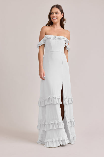 Shea Chiffon Dress | Made To Order | White Pearl