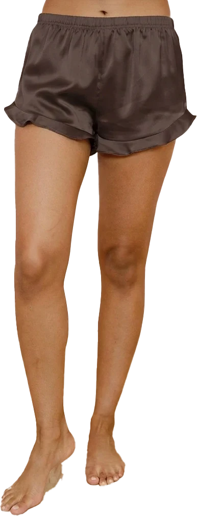 Dolled Up Satin Shorts | Espresso