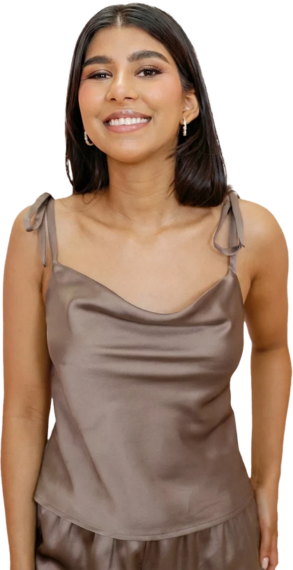 Dolled Up Satin Tank Top | Truffle