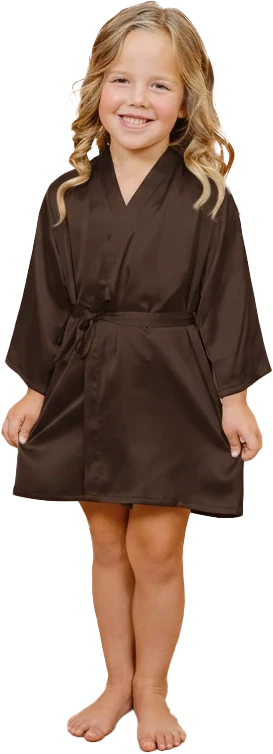 Kids Getting Ready Satin Robe | Espresso
