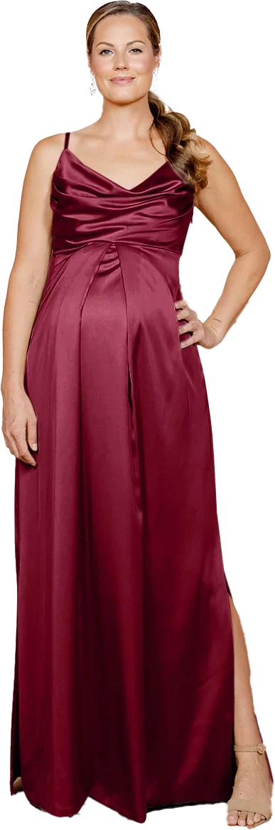 Maternity Skye Satin Dress | Made To Order | Berry