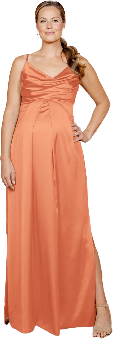 Maternity Skye Satin Dress | Made To Order | Tangerine