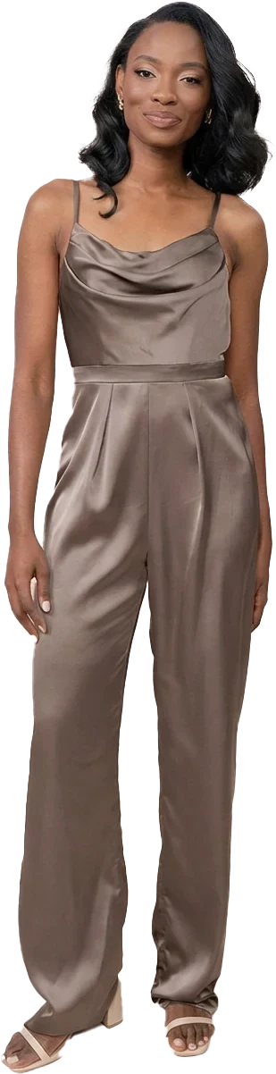Parker Satin Jumpsuit | Truffle