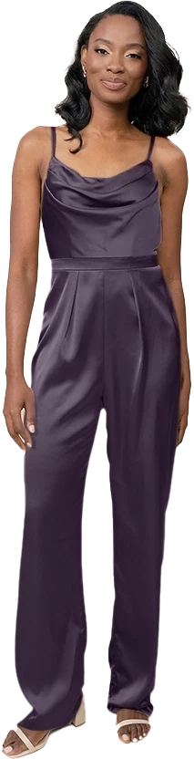 Parker Satin Jumpsuit | Eggplant