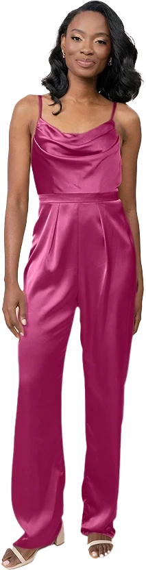 Parker Satin Jumpsuit | Fuchsia