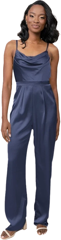 Parker Satin Jumpsuit | Indie Blue