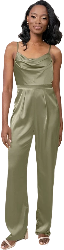 Parker Satin Jumpsuit | Moss
