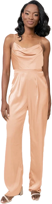 Parker Satin Jumpsuit | Peach
