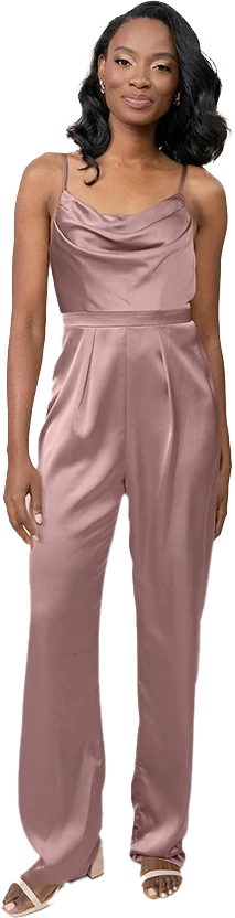 Parker Satin Jumpsuit | Rose Quartz