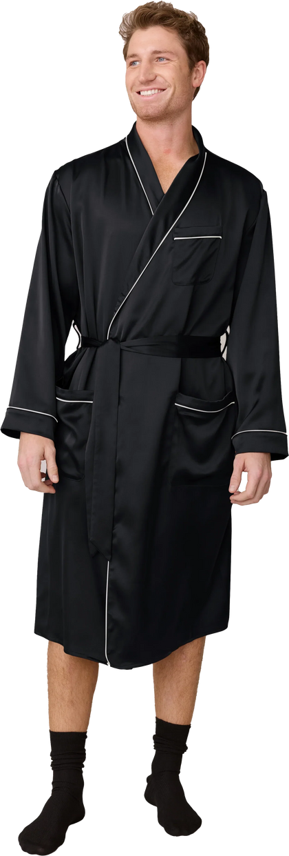 Pre-Game Satin Robe | Black