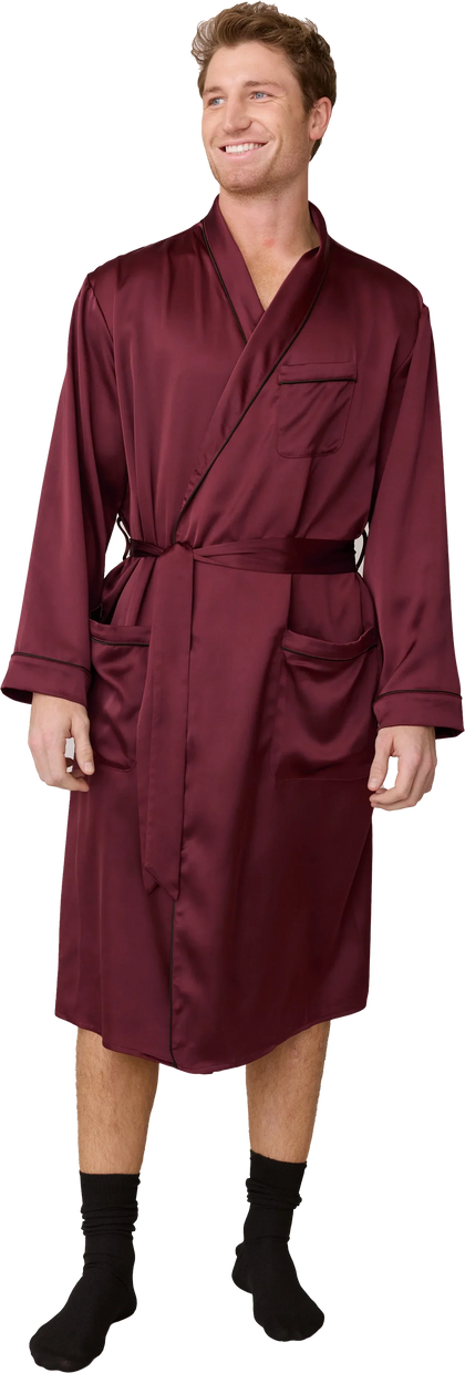 Pre-Game Satin Robe | Cabernet