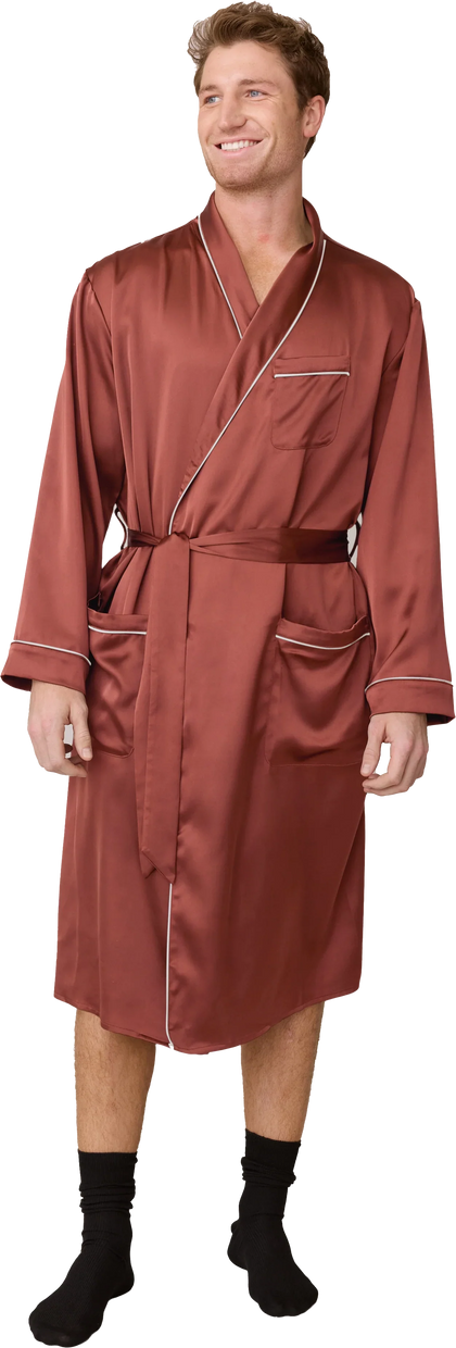 Pre-Game Satin Robe | Cinnamon Rose