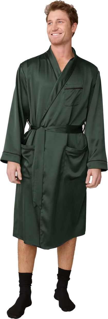Pre-Game Satin Robe | Deep Olive