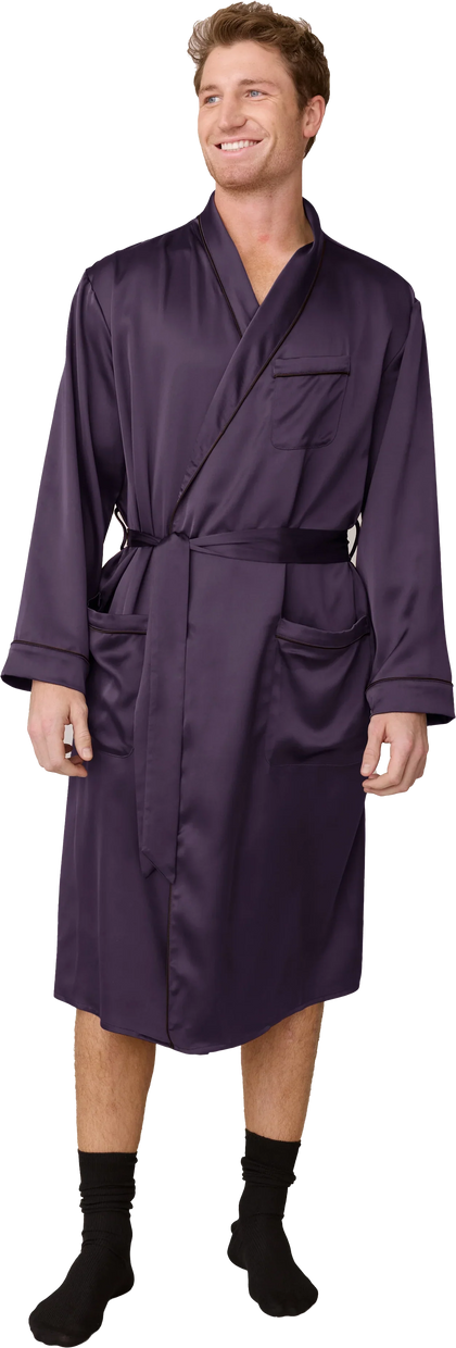 Pre-Game Satin Robe | Eggplant