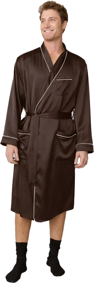 Pre-Game Satin Robe | Espresso