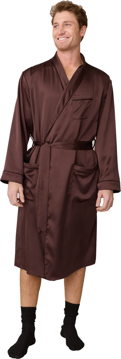 Pre-Game Satin Robe | Mahogany