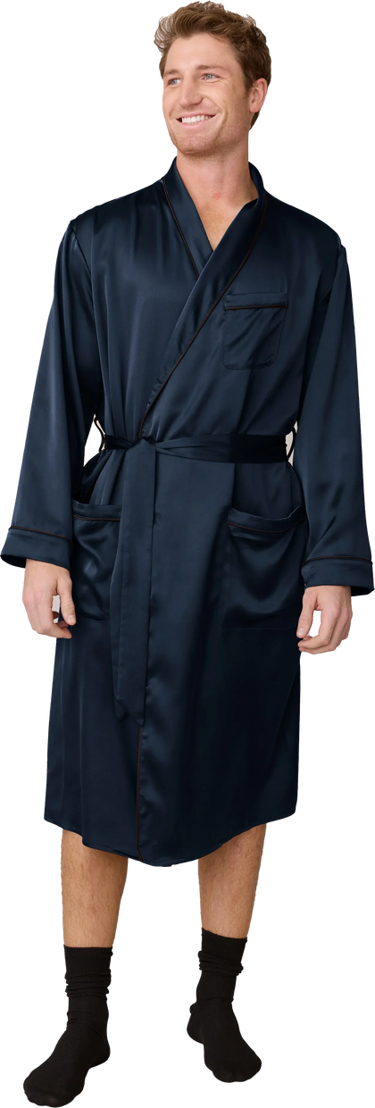 Pre-Game Satin Robe | Navy Blue