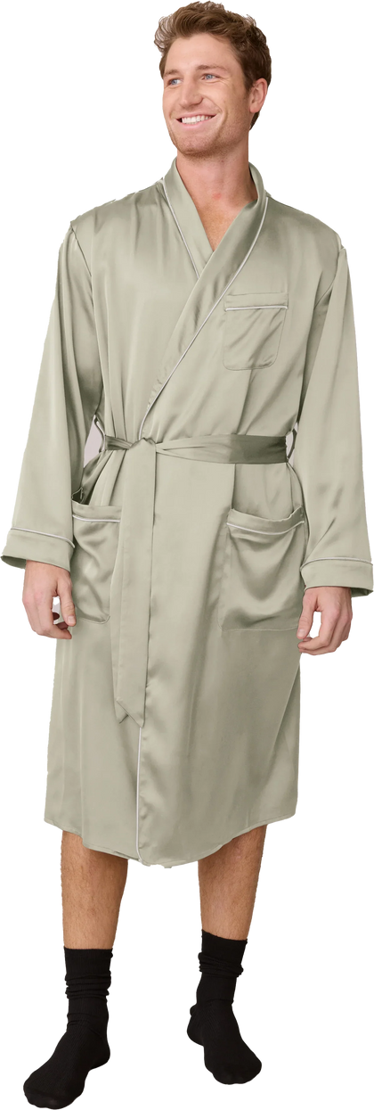 Pre-Game Satin Robe | Silver Sage