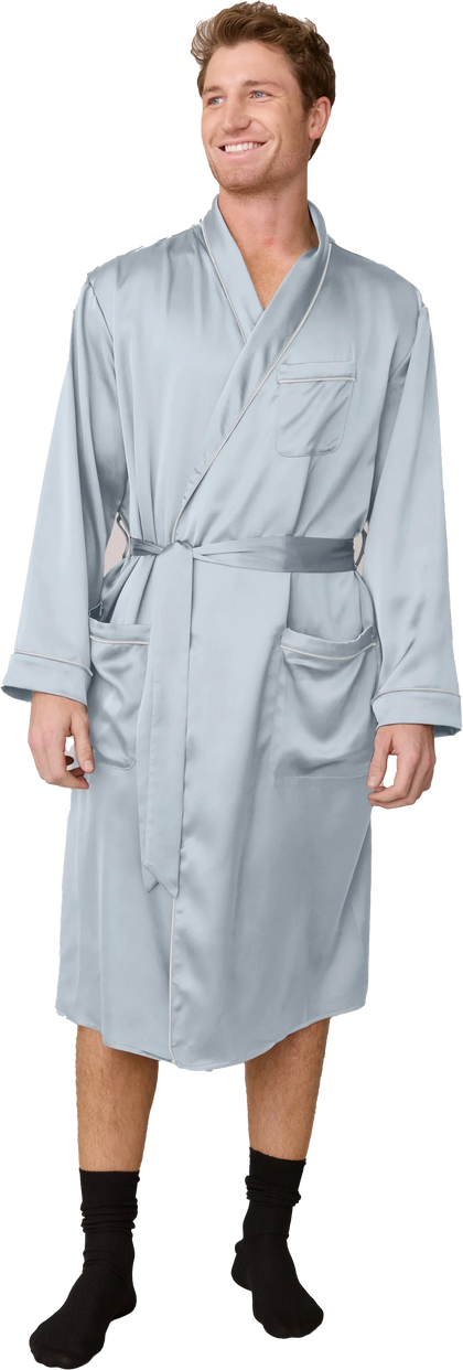 Pre-Game Satin Robe | Sky Blue