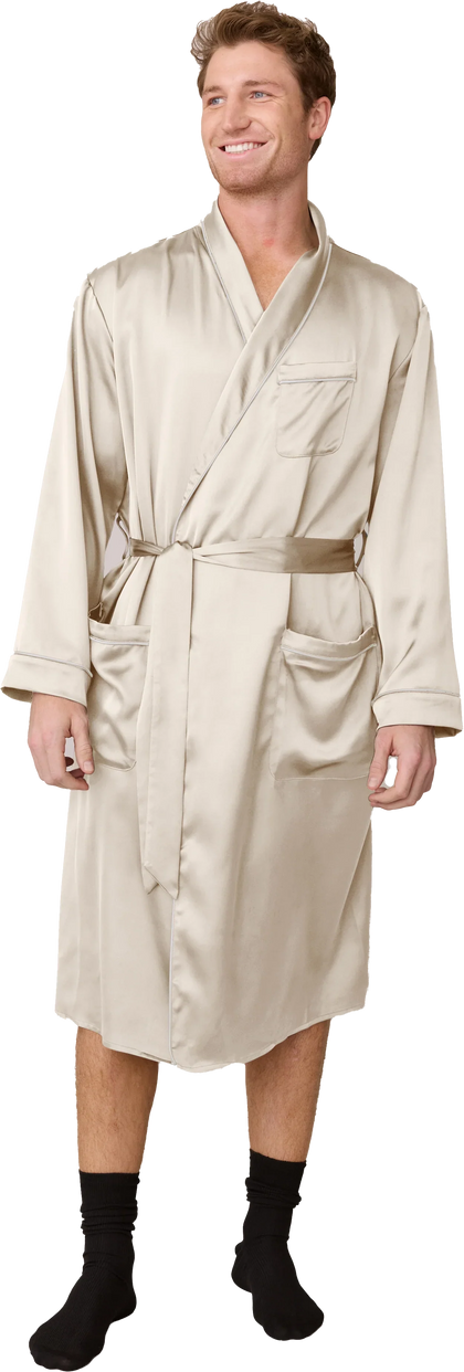 Pre-Game Satin Robe | Soft Champagne