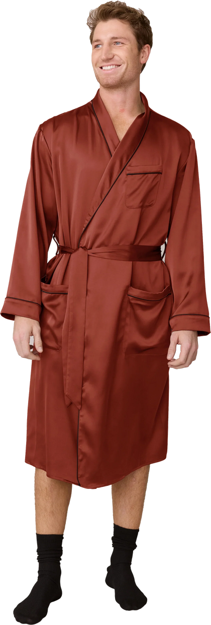 Pre-Game Satin Robe | Terracotta Rust
