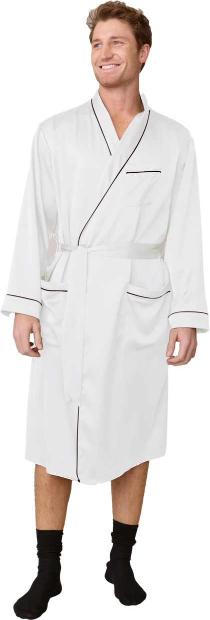 Pre-Game Satin Robe | White Pearl