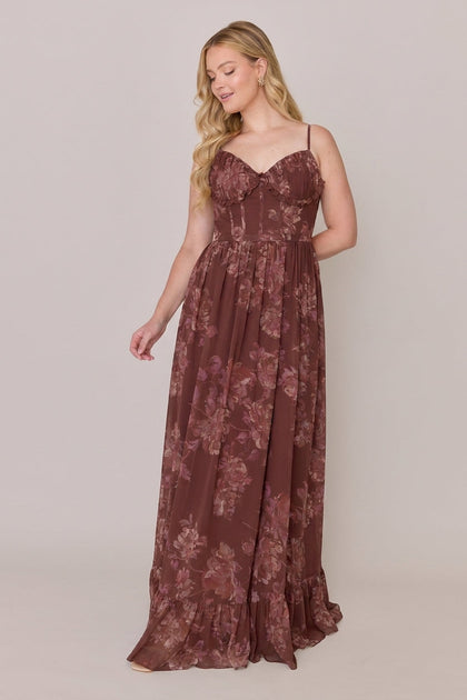 Shylah Chiffon Floral Print Dress | Made To Order | Mahogany Blooms
