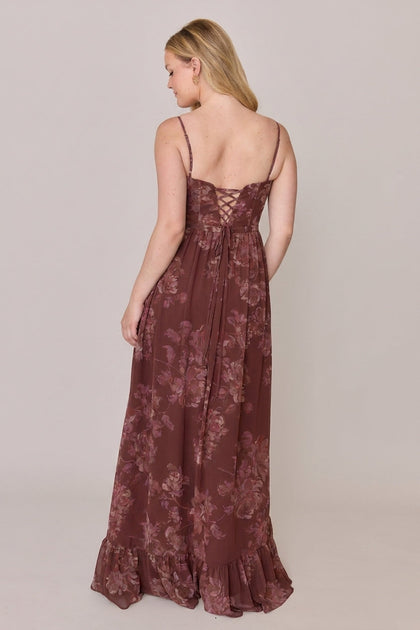 Shylah Chiffon Floral Print Dress | Made To Order | Mahogany Blooms