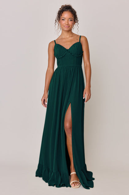 Shylah Chiffon Dress | Made To Order | Classic Emerald