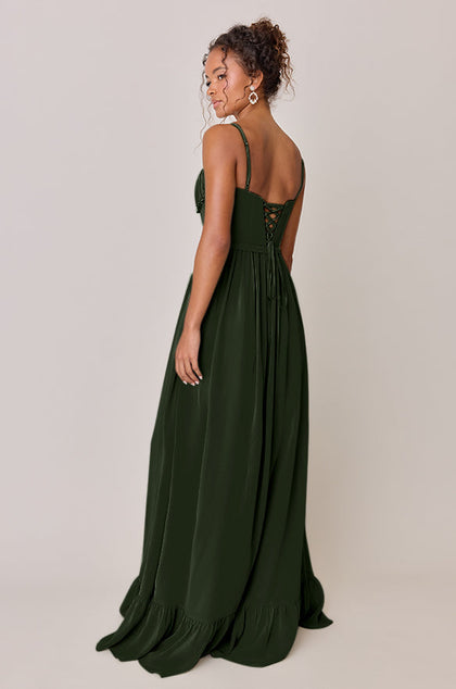 Shylah Chiffon Dress | Made To Order | Deep Olive