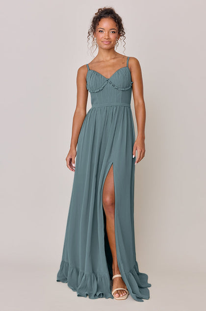 Shylah Chiffon Dress | Made To Order | Eucalyptus