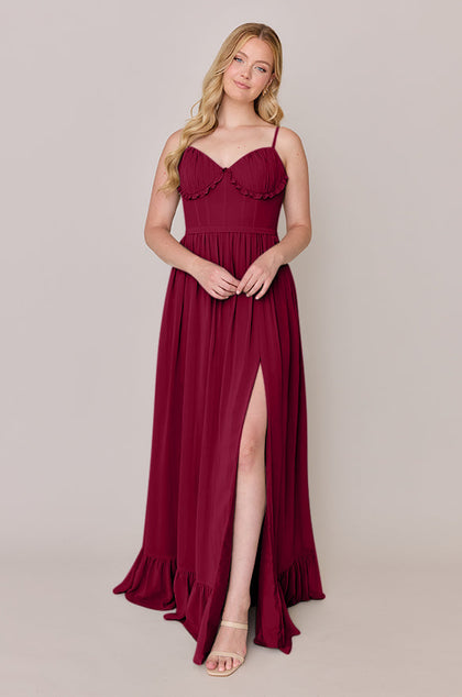 Shylah Chiffon Dress | Made To Order | Marsala