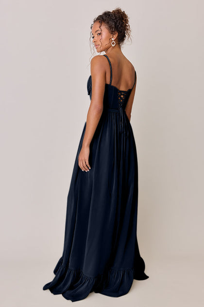 Shylah Chiffon Dress | Made To Order | Navy Blue