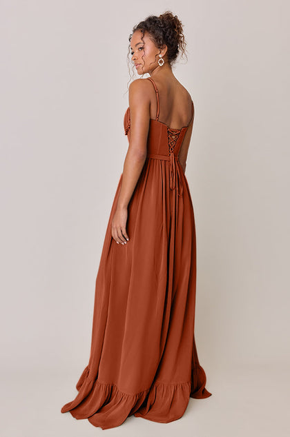 Shylah Chiffon Dress | Made To Order | Rust Orange