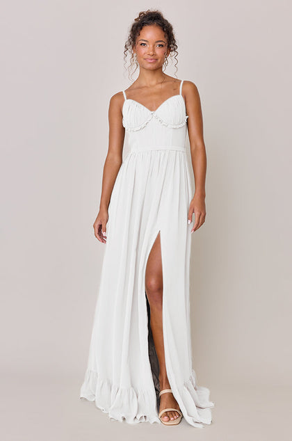Shylah Chiffon Dress | Made To Order | White Pearl
